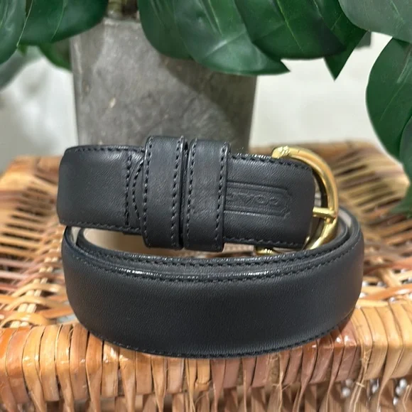 Coach | Accessories | Coach Black Leather Belt With Gold  display picture 1